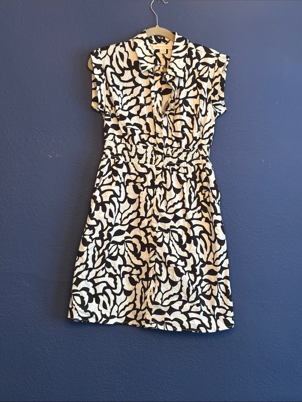 Black and White Floral Print Women's Dress Size M